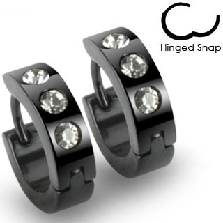 Oorring, Black with Strass