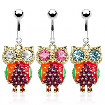 Navelpiercing Uil Strass, Diverse kleuren