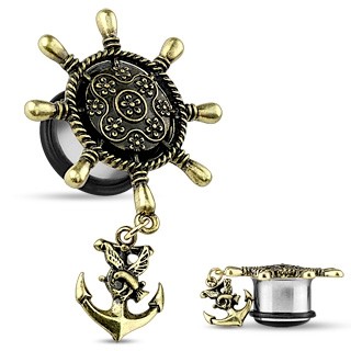 Tunnel / Plug, Scheepsroer met Anker 6mm/8mm