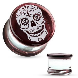 Tunnel / Plug, Glas Skull 10mm/12mm
