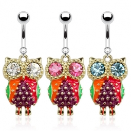Navelpiercing Uil Strass, Diverse kleuren