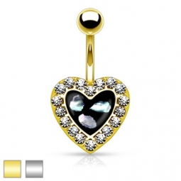 Navel, Gold or Silver  Heart Strass