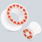 Tunnel Acryl, White/Red Strass 8mm