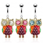 Navelpiercing Uil Strass, Diverse kleuren